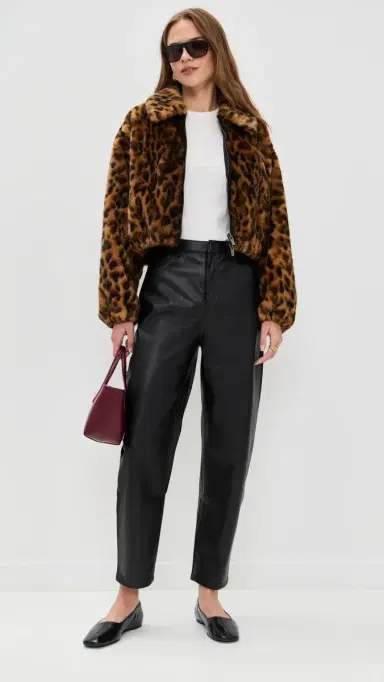 LE BOP Dakota Faux Leather Barrel Pants Black | Thumbnail 5