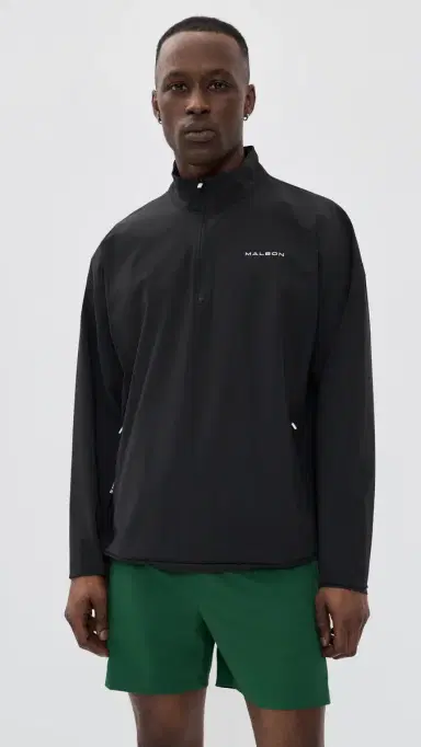 Malbon Performance Quarter Zip Shell Pullover Black | Thumbnail 3