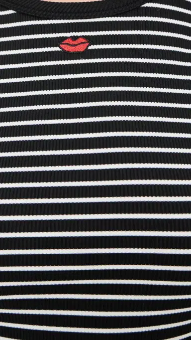 ALICE + OLIVIA Allen Embroidered Detail Tank Top Off White/Black Stripe | Thumbnail 6 ALICE + OLIVIA Allen Embroidered Detail Tank Top Off White/Black Stripe | Thumbnail 6