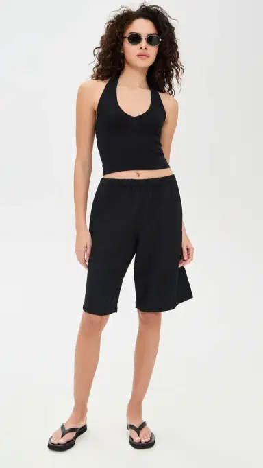 Enza Costa Twill Bermuda Shorts Black | Thumbnail 2 Enza Costa Twill Bermuda Shorts Black | Thumbnail 2