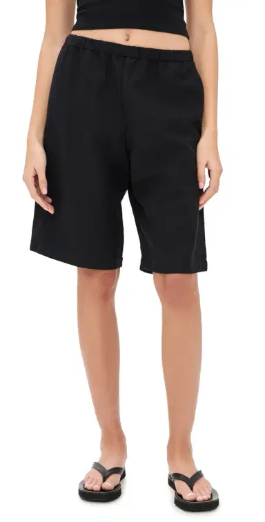 Enza Costa Twill Bermuda Shorts Black | Thumbnail 1 Enza Costa Twill Bermuda Shorts Black | Thumbnail 1