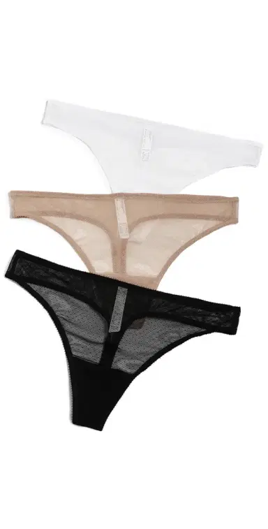 Skarlett Blue Jolie Lacy Thong Panties 3 Pack Black/White/Nylon | Thumbnail 1 Skarlett Blue Jolie Lacy Thong Panties 3 Pack Black/White/Nylon | Thumbnail 1
