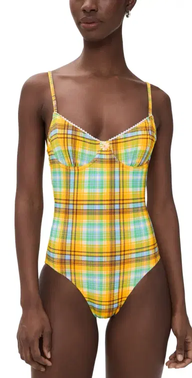 Solid & Striped The Taylor One Piece Multi Plaid | Thumbnail 1 Solid & Striped The Taylor One Piece Multi Plaid | Thumbnail 1