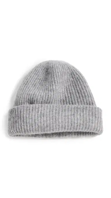 White + Warren Cashmere Plush Rib Beanie Grey Heather One Size | Thumbnail 5