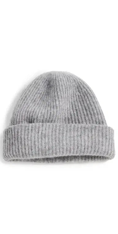 White + Warren Cashmere Plush Rib Beanie Grey Heather One Size | Thumbnail 1