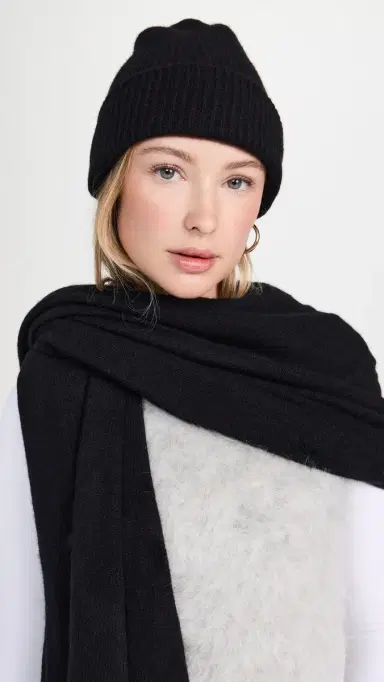 White + Warren Cashmere Plush Rib Beanie Black One Size | Thumbnail 3 White + Warren Cashmere Plush Rib Beanie Black One Size | Thumbnail 3