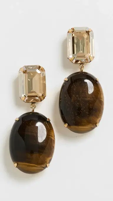 Jennifer Behr Xiomara Earrings Tigers Eye One Size | Thumbnail 2