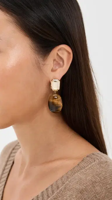 Jennifer Behr Xiomara Earrings Tigers Eye One Size | Thumbnail 3