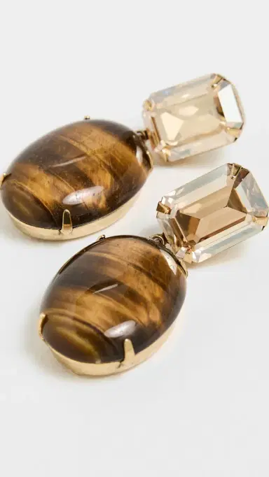 Jennifer Behr Xiomara Earrings Tigers Eye One Size | Thumbnail 4