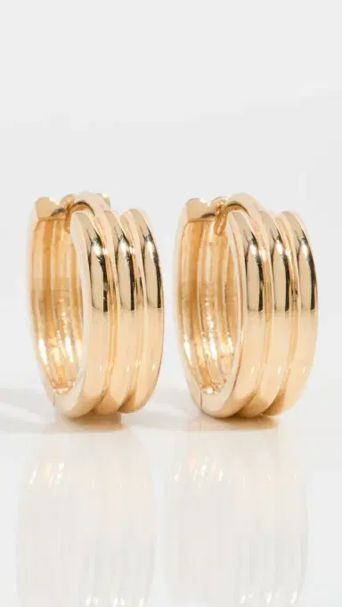 Ariel Gordon Jewelry 14k Gold Triptych Hoops | Thumbnail 2