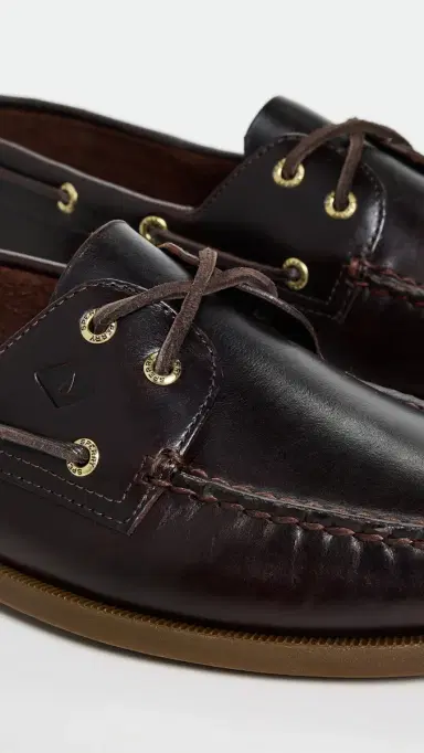 Sperry Authentic Original 2 Eye Leather Boat Shoes Amaretto Leather Mix Mat 7 | Thumbnail 5