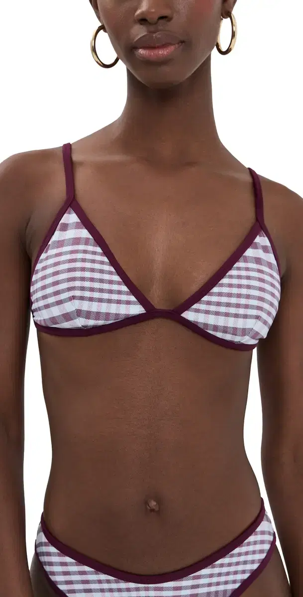 Plaid Perfect Fit Bikini Top Fig Plaid