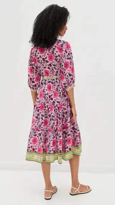 Bell Blair Midi Dress Fuchsia/Teal Floral | Thumbnail 3