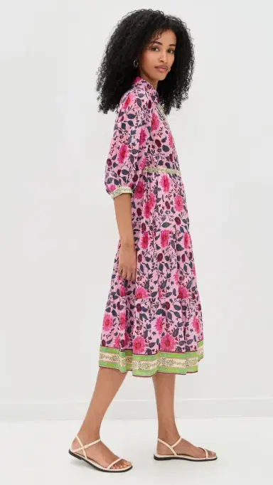 Bell Blair Midi Dress Fuchsia/Teal Floral | Thumbnail 4