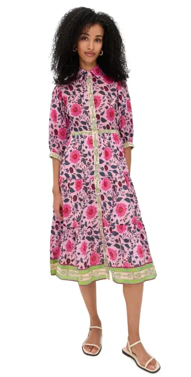 Bell Blair Midi Dress Fuchsia/Teal Floral | Thumbnail 1