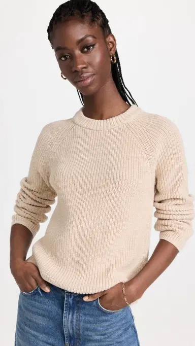 Jenni Kayne Cotton Fisherman Sweater Oatmeal L | Thumbnail 2 Jenni Kayne Cotton Fisherman Sweater Oatmeal L | Thumbnail 2