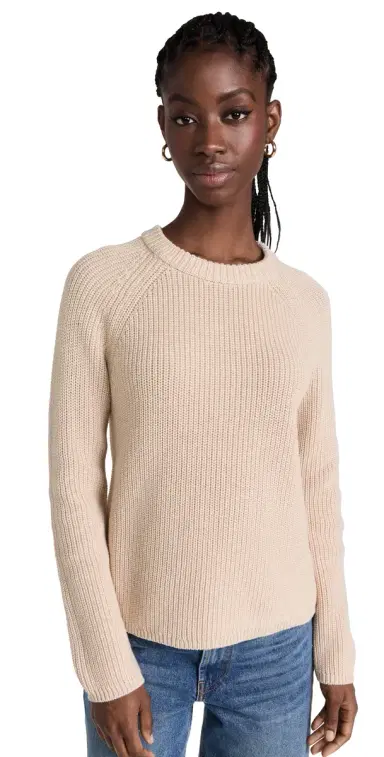 Jenni Kayne Cotton Fisherman Sweater Oatmeal L | Thumbnail 1 Jenni Kayne Cotton Fisherman Sweater Oatmeal L | Thumbnail 1