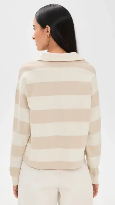 Marine Layer Cloud 9 Jersey Polo Tonal White Stripe L | Thumbnail 3