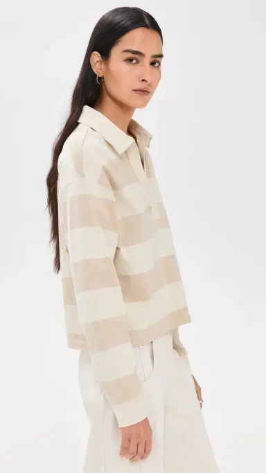 Marine Layer Cloud 9 Jersey Polo Tonal White Stripe L | Thumbnail 4