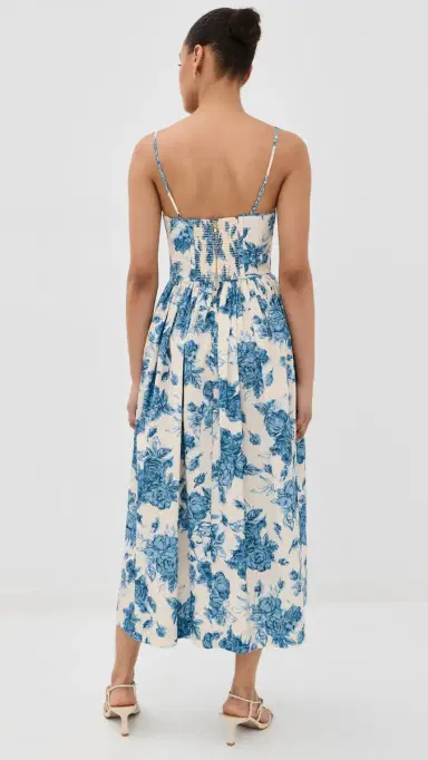 Cara Cara Alba Midi Dress Tossed Floral Blue | Thumbnail 3