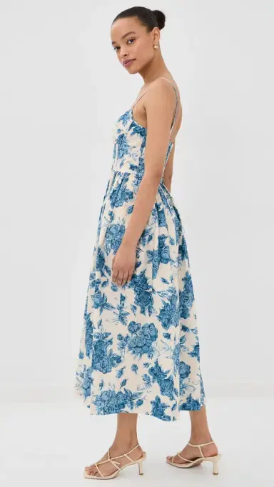 Cara Cara Alba Midi Dress Tossed Floral Blue | Thumbnail 4