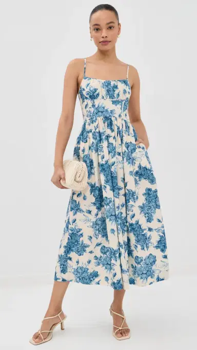 Cara Cara Alba Midi Dress Tossed Floral Blue | Thumbnail 5