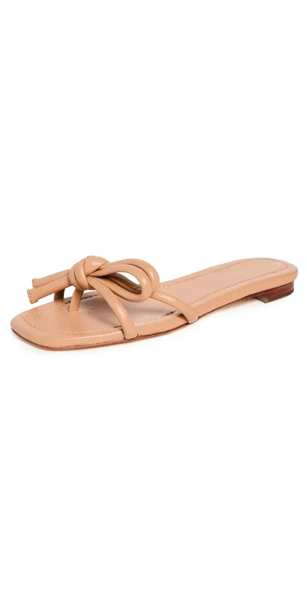 Loeffler Randall Hadley Leather Bow Flat Sandals Dune