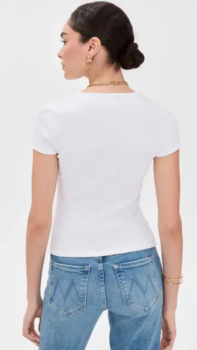 L'AGENCE Brynlee Short Sleeve Scoop Neck Tee White | Thumbnail 3 L'AGENCE Brynlee Short Sleeve Scoop Neck Tee White | Thumbnail 3