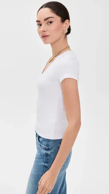 L'AGENCE Brynlee Short Sleeve Scoop Neck Tee White | Thumbnail 4 L'AGENCE Brynlee Short Sleeve Scoop Neck Tee White | Thumbnail 4