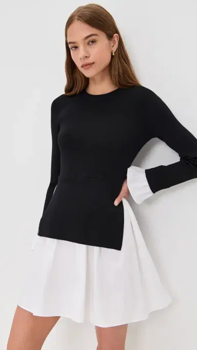 English Factory Knit Combo Dress Black S | Thumbnail 2