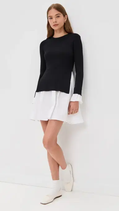 English Factory Knit Combo Dress Black S | Thumbnail 5