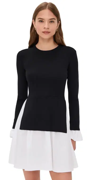 English Factory Knit Combo Dress Black S | Thumbnail 1
