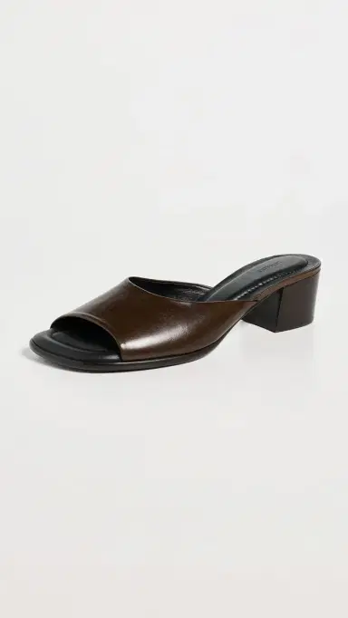 Lemaire Square Heeled Mules 55mm Dark Brown | Thumbnail 2