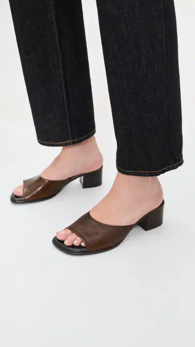Lemaire Square Heeled Mules 55mm Dark Brown | Thumbnail 3