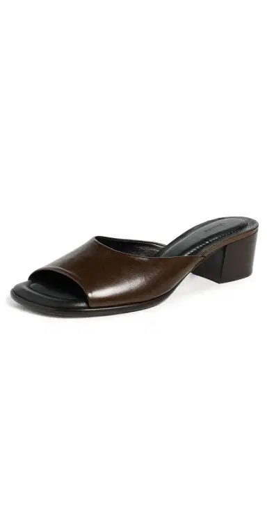 Lemaire Square Heeled Mules 55mm Dark Brown | Thumbnail 1
