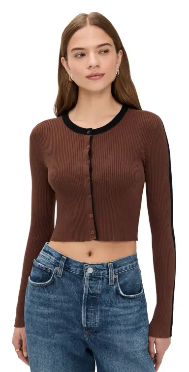 State & Lake Kaia Cardigan Chocolate/Black S | Thumbnail 1