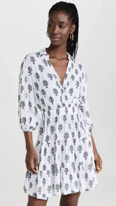 Playa Lucila Collared Dress Blue Print S | Thumbnail 2