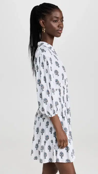 Playa Lucila Collared Dress Blue Print S | Thumbnail 4