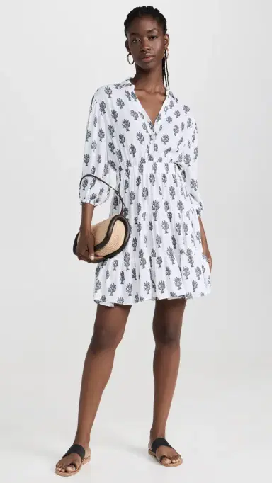 Playa Lucila Collared Dress Blue Print S | Thumbnail 5