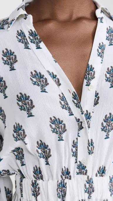 Playa Lucila Collared Dress Blue Print S | Thumbnail 6