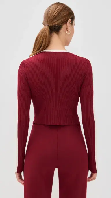 State & Lake Kaia Cardigan Burgundy/White M | Thumbnail 3