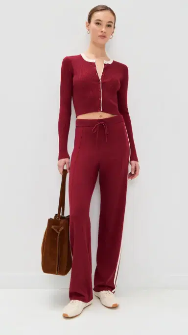 State & Lake Kaia Cardigan Burgundy/White M | Thumbnail 5