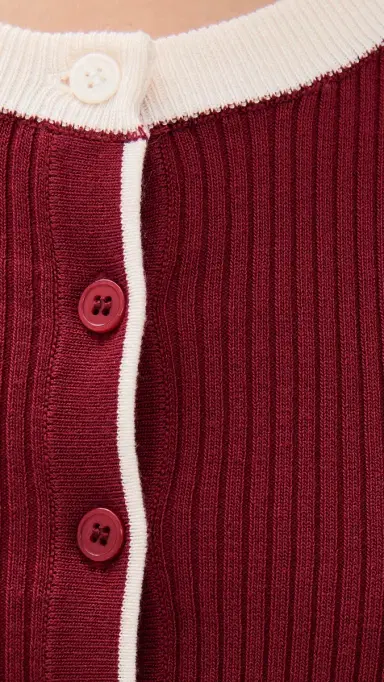 State & Lake Kaia Cardigan Burgundy/White M | Thumbnail 6