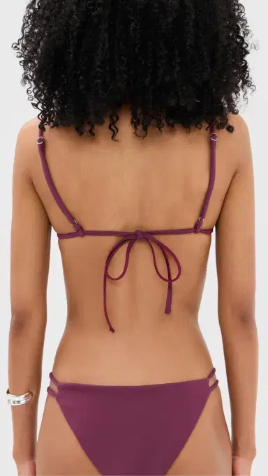 Leslie Amon Garis Trim Bikini Top Deep Red | Thumbnail 3