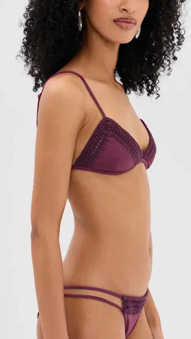 Leslie Amon Garis Trim Bikini Top Deep Red | Thumbnail 4