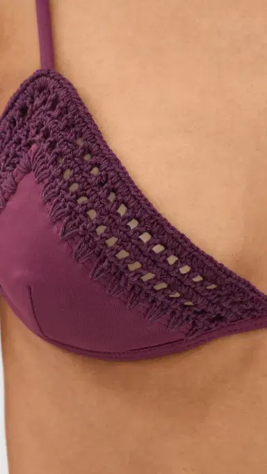 Leslie Amon Garis Trim Bikini Top Deep Red | Thumbnail 6