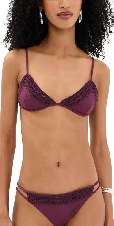 Leslie Amon Garis Trim Bikini Top Deep Red | Thumbnail 1