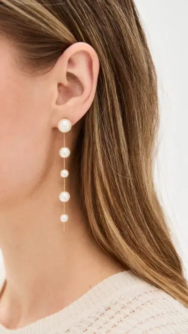 BaubleBar Madeline Earrings Pearl/Gold One Size | Thumbnail 3