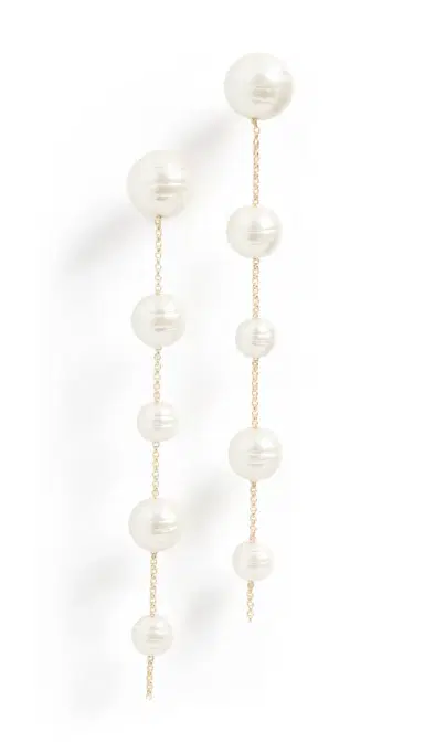 BaubleBar Madeline Earrings Pearl/Gold One Size | Thumbnail 5