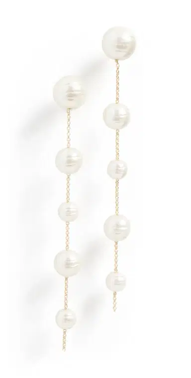 BaubleBar Madeline Earrings Pearl/Gold One Size | Thumbnail 1